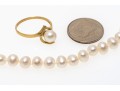 10K Freshwater Pearl Necklace And Ring, Size 5.75+