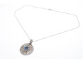 Sterling Blue And White Sapphire Disk Pendant Necklace