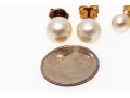 Two Pairs Of 14K Pearl Stud Classic Earrings