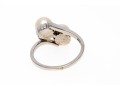 Fantastic 18K White Gold Twin Pearl Ring, Size 6.25-