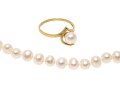 10K Freshwater Pearl Necklace And Ring, Size 5.75+