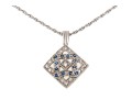 14K White Gold Diamond And Sapphire Lozenge Pendant And Chain
