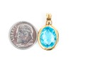 18k Yellow Gold Fabulous Blue Topaz Double Sided Checkerboard Cushion Pendant