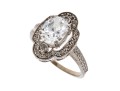 Elegant 14K White Gold Diamond And Zirconia Ring, Size 7.75