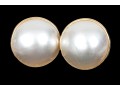 14k Yellow Gold Classic Cultured Mabe Pearl Earrings With 18k White Gold Clutches