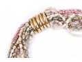 Fantastic 14K Multi Stranded Pink, Green And White Keshi Pearl Necklace