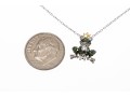 Charming Crowned Frog And Green Diamond Pendant With Sterling Chain Necklace
