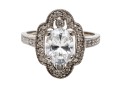 Elegant 14K White Gold Diamond And Zirconia Ring, Size 7.75
