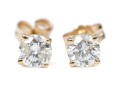 14k Yellow Gold Classic Round Brilliant Diamonds Stud Earrings, App. 0.52 TCW