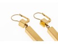 18k Yellow Gold Contemporary Block Motif Drop Pendant Earrings