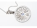 Sterling Blue And White Sapphire Disk Pendant Necklace