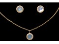 Sterling Necklace And Earrings Set With Mother Of Pearl And Topaz