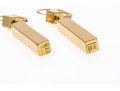 18k Yellow Gold Contemporary Block Motif Drop Pendant Earrings