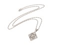 14K White Gold Diamond And Sapphire Lozenge Pendant And Chain
