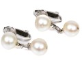 14k White Gold Vintage 8mm Cultured Pearl Drop Earrings With Baguette Diamond Accents