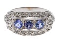 14K White Gold Iolite And Tanzanite Ring, Size 7