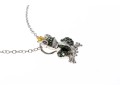 Charming Crowned Frog And Green Diamond Pendant With Sterling Chain Necklace