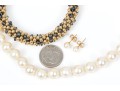 Lot Of Three Jewelry Pieces, Including 14k Yellow Gold Cultured Pearl Stud Earrings