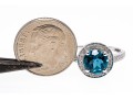 14K White Gold Beautiful London Blue Topaz & Diamond Halo RIng, Size 7