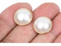 14k Yellow Gold Classic Cultured Mabe Pearl Earrings With 18k White Gold Clutches