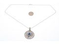 Sterling Blue And White Sapphire Disk Pendant Necklace