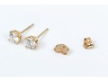 14k Yellow Gold Classic Round Brilliant Diamonds Stud Earrings, App. 0.52 TCW