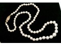 Lovely Vintage Graduated Cultured Pearl Necklace, Finished With A 14k Yellow Gold Clasp