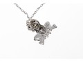 Charming Crowned Frog And Green Diamond Pendant With Sterling Chain Necklace