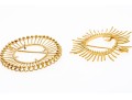 Two Radiating 14K Coin Holder Brooches
