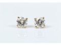 14k Yellow Gold Classic Round Brilliant Diamonds Stud Earrings, App. 0.52 TCW