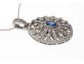 Sterling Blue And White Sapphire Disk Pendant Necklace