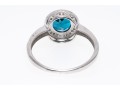 14K White Gold Beautiful London Blue Topaz & Diamond Halo RIng, Size 7