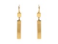 18k Yellow Gold Contemporary Block Motif Drop Pendant Earrings
