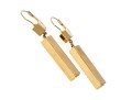 18k Yellow Gold Contemporary Block Motif Drop Pendant Earrings