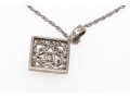 14K White Gold Diamond And Sapphire Lozenge Pendant And Chain
