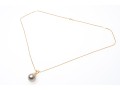 14k Yellow Gold Striking Grey Faux Pearl Pendant, With Chain