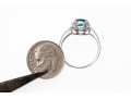 14K White Gold Beautiful London Blue Topaz & Diamond Halo RIng, Size 7