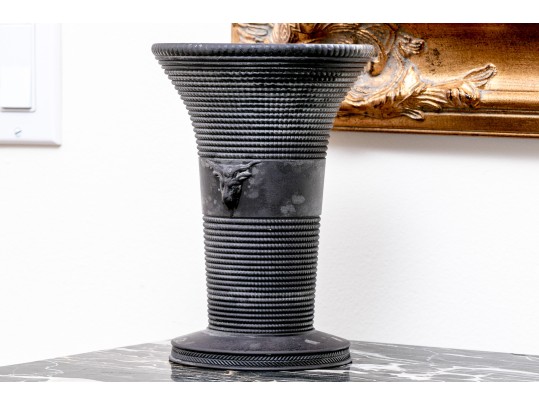 English Wedgewood Basalt Ware Footed Trumpet Vase