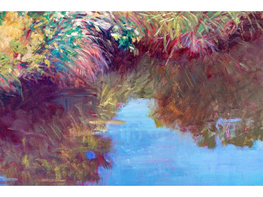 Catherine M. Elliott (American, B. 20th C.) Oil On Canvas Dyptich, Idyllic Landscape