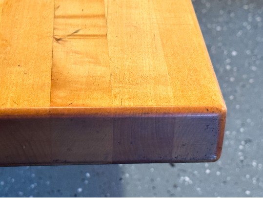 Attractive Iron Base, Butcher Block Top Table 