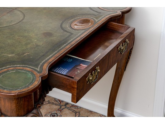 Vintage Maitland Smith Chippendale Mahogany Leather Top Games Table