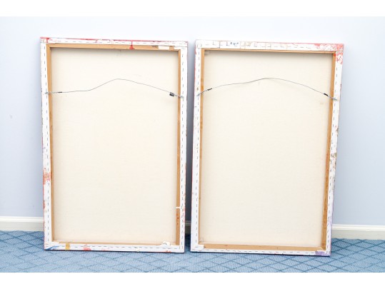 Catherine M. Elliott (American, B. 20th C.) Oil On Canvas Dyptich, Idyllic Landscape