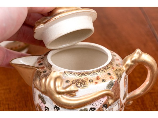 Antique Japanese Satsuma Pottery Teaset, Early 20th C.