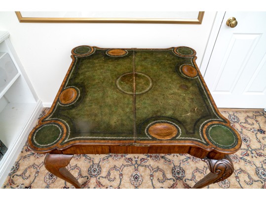 Vintage Maitland Smith Chippendale Mahogany Leather Top Games Table