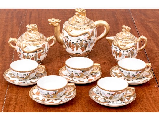 Antique Japanese Satsuma Pottery Teaset, Early 20th C.