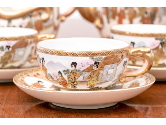 Antique Japanese Satsuma Pottery Teaset, Early 20th C.