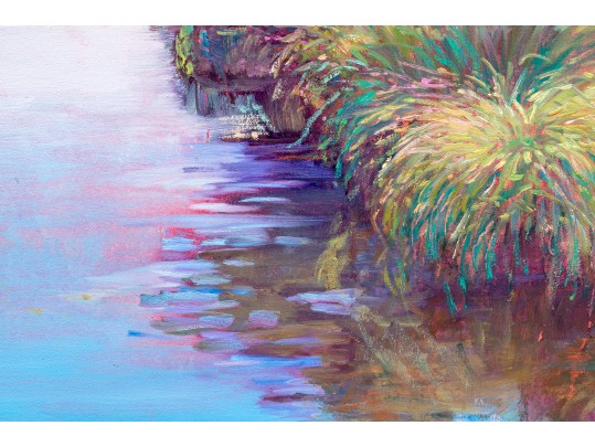 Catherine M. Elliott (American, B. 20th C.) Oil On Canvas Dyptich, Idyllic Landscape