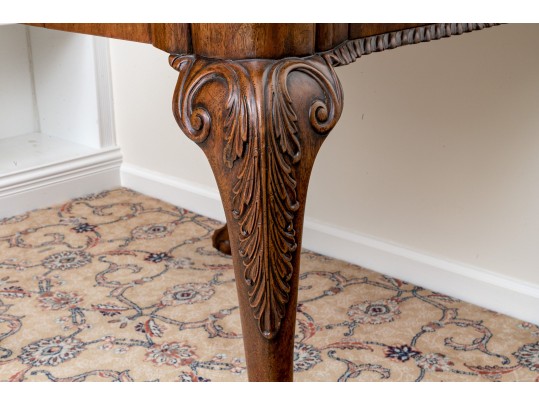 Vintage Maitland Smith Chippendale Mahogany Leather Top Games Table