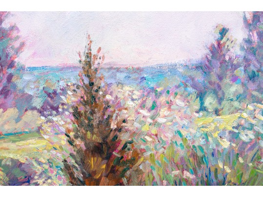 Catherine M. Elliott (American, B. 20th C.) Oil On Canvas Dyptich, Idyllic Landscape