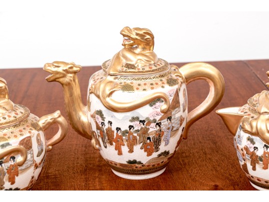 Antique Japanese Satsuma Pottery Teaset, Early 20th C.